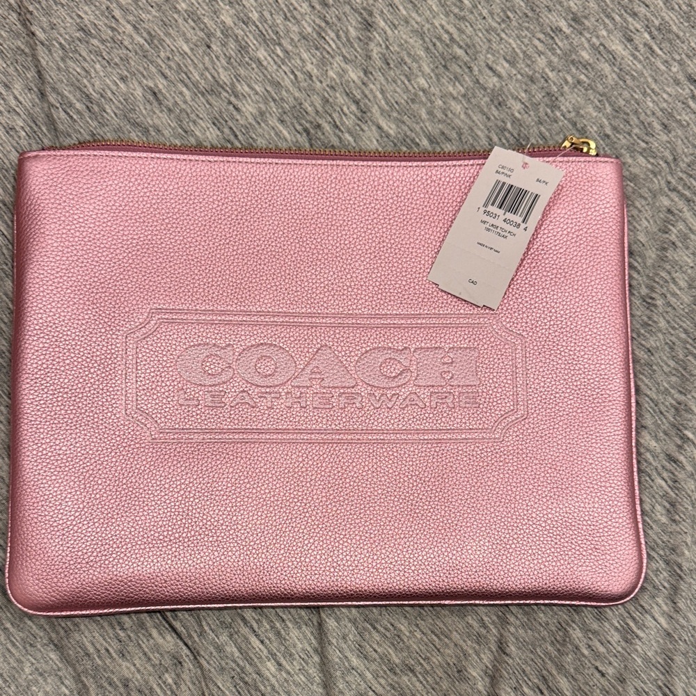 Coach Metallic Pink Leather Pouch